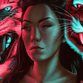 Casey Weldon, Cradled, 2023, acrylic on wood, 16x20 inches, copyright the artist. Courtesy the artist and Harman Projects
