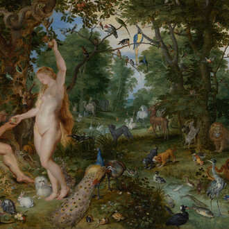 Jan Brueghel el Viejo y Peter Paul Rubens, El Jardín del Edén y la caída de Adán y Eva (detalle), hacia 1615. Cortesía del Museo Thyssen-Bornemisza