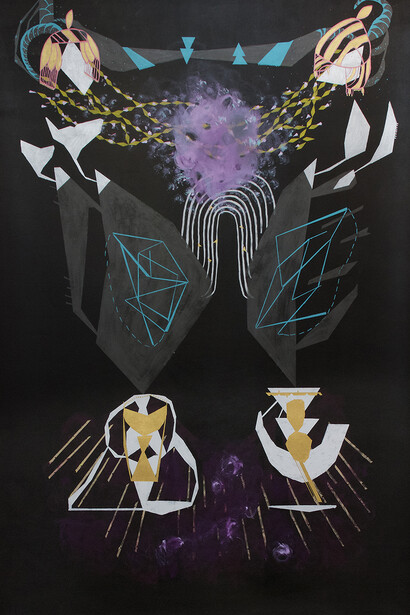 Caroline Kent, Procession, 2015, Acrylic on un-stretched canvas, 108” x 72”, Courtesy of the artist