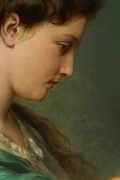 "Mujer leyendo una carta", óleo sobre lienzo, Franz Xaver Winterhalter, 1860