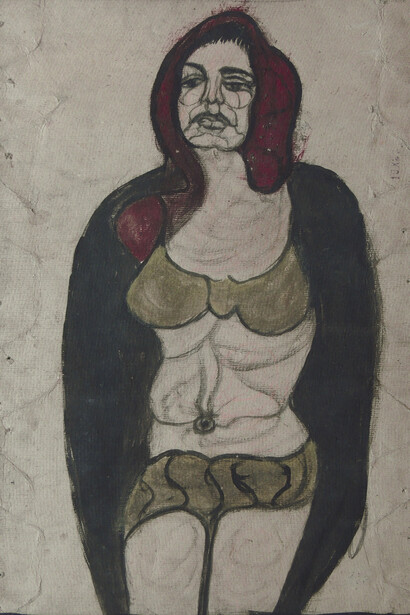 Pietro Ghizzardi, Ritratto di donna, 1965, tecnica mista su cartone, 77,7 x 53 cm