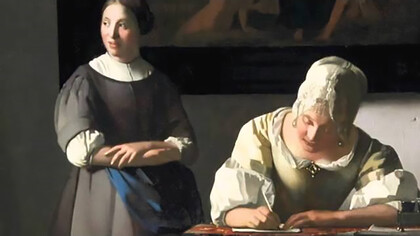 Johannes Vermeer, "Woman Writing a Letter With Her Maid", (1670)