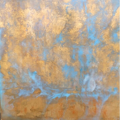 Michelle Gagliano, Spring Sky (detail), 2018. Mixed Media on Panel, 36 x 36. Courtesy of Elisa Contemporary Art