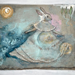 Linda Mitchell, Until the Music Stops. Acrylic and pencil on paper. Courtesy of Thomas Deans Fine Art