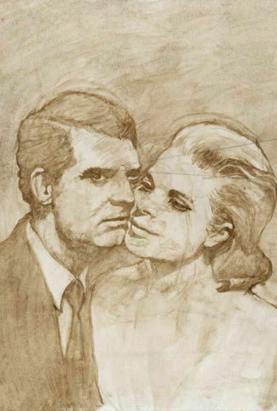 Michael Fullerton, Detail of Cary Grant on Acid, circa 1955, 2013, Oil on linen, gold leaf, 24 x 24 inches (61 x 61 cm)