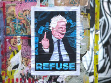 A meme of Boris Johnson related to Brexit, seen on the streets of the UK