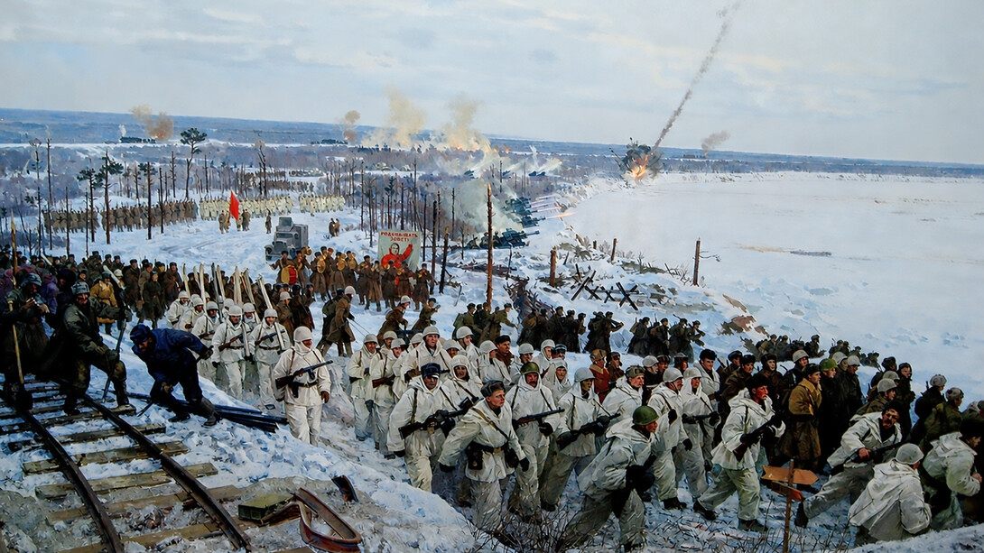 The museum diorama “Breakthrough of the Siege of Leningrad” in Kirovsk, Kirovsky District, Leningrad Region, depicting Soviet troops during World War II, Russia