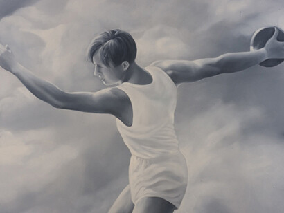 Gian Marco Montesano, Discobolo, 2006, olio su tela 120 x 150 cm, L'Ariete artecontemporanea, Bologna