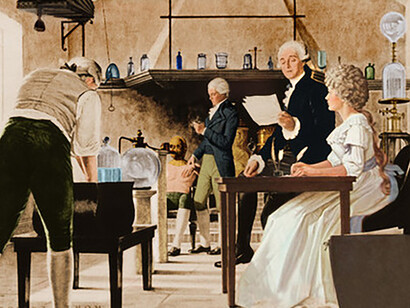 Antoine Laurent Lavoisier, dans son laboratoire