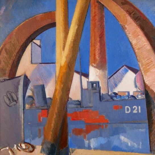 J. D. Fergusson (1874 – 1961), Damaged Destroyer, 1918, Oil on canvas 73.6 x 76.2 cm, Glasgow Life (Glasgow Museums) on behalf of Glasgow City Council - presented by Glasgow Art Gallery and Museums Association 1976