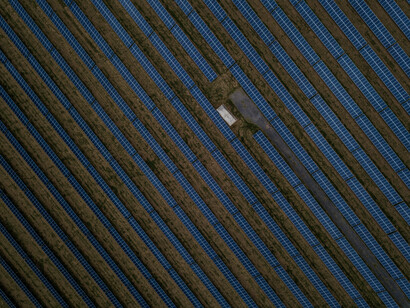 Aerial view of a solar farm