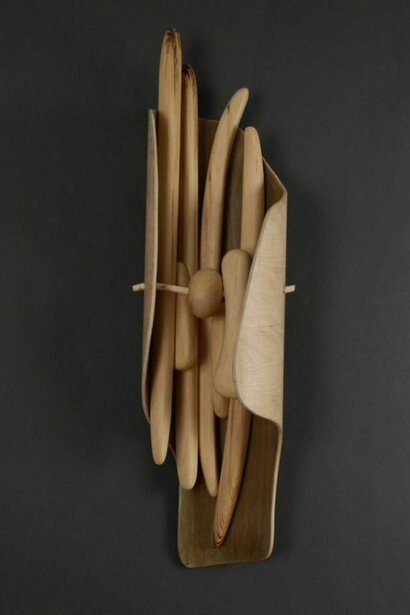 Jeremy Comins, Unfolded #2, 2013, Wood, 31” x 8” x 8”