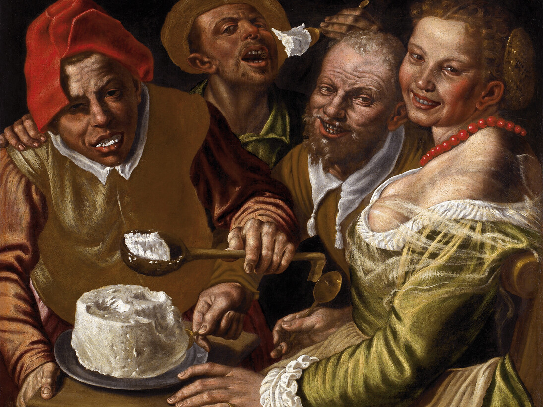 Vincenzo Campi, Mangiatori di ricotta, olio su tela, 72 x 89 cm, collezione privata