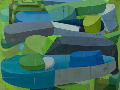 Deborah Zlotsky, Tulips and chimneys, 2014, Oil on canvas, 60 x 72 in.