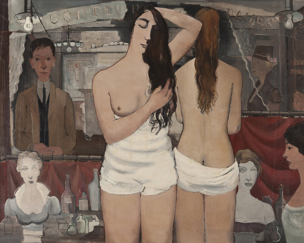 Paul Delvaux, The Ladies’ Hairdresser, 1933, oil on canvas © Fondation Paul Delvaux, Sint-Idesbald/Belgium, c/o Pictoright Amsterdam 2017 