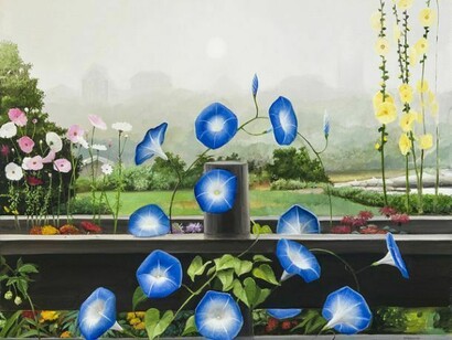 James Aponovich, Appledore (From the Garden), 2013, Oil on canvas, 20 x 22 in.