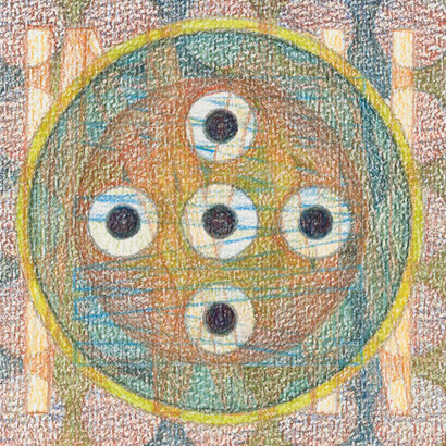 Magical night #1, coloured pencil on paper, 13 x 13 cm, Mark Weighton, 2011