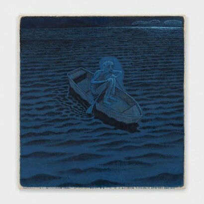 Clayton Schiff, At Sea, 2024, oil on canvas, 52 x 52 in. Courtesy of the artist and Harkawik