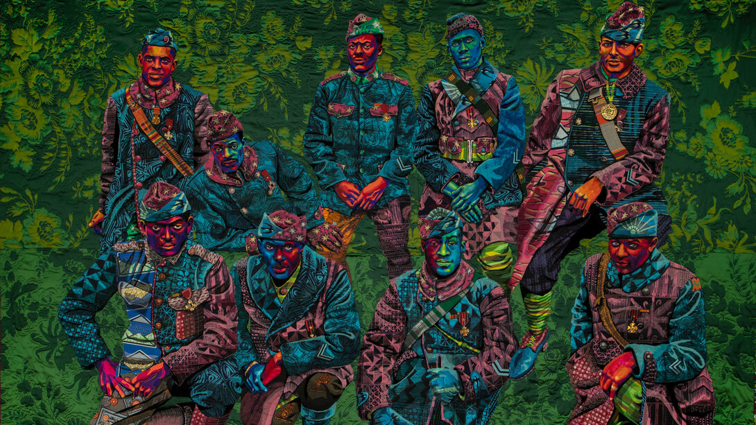 Bisa Butler, Don’t tread on me, God damn, let’s go!  The Harlem Hellfighters, 2021. Courtesy of SAAM