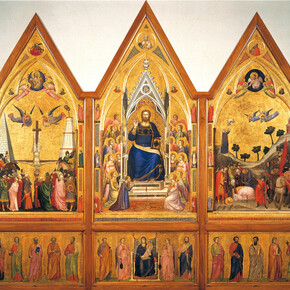 Giotto, Polittico Stefaneschi (recto, verso e dettaglio dal verso),
II decennio del Trecento,
Tempera su tavola,
Città del Vaticano, Musei Vaticani
© Governatorato dello Stato della Città del Vaticano - Direzione dei Musei,  tutti i diritti riservati
