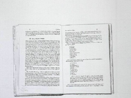 Allen Ruppersberg, Untitled (The Book as Object), 1976, Pencil on paper, 21 1/4 x 27 3/16 inches (54 x 69 cm). Collection of C. Christine Nichols. Image courtesy the artist and Greene Naftali, New York.