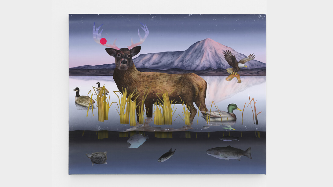 Matt Belk, Deer, 2023, Acrylic on canvas, 39 x 48 inches, 99 x 122.5 cm. Courtesy of the artist and The Hole, New York