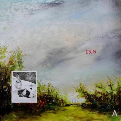 Mattia Barbieri, 9.13, A, happy together (dettaglio) 2013, olio e spray su tavola, 52,5 x 51cm