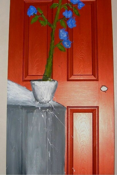 Luis Elvira, 2013, Acrylic on wooden door, 76 x 196cm