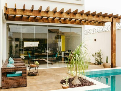 An airy outdoor retreat connected directly to the home, symbolising the rise of functional outdoor rooms