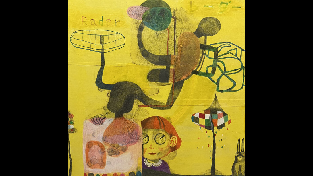 Kaoru Mansour, Radar, color pencil, pencil, charcoal, acrylic and paper on canvas, 30x30 inches. Courtesy of the artist and Launch LA 