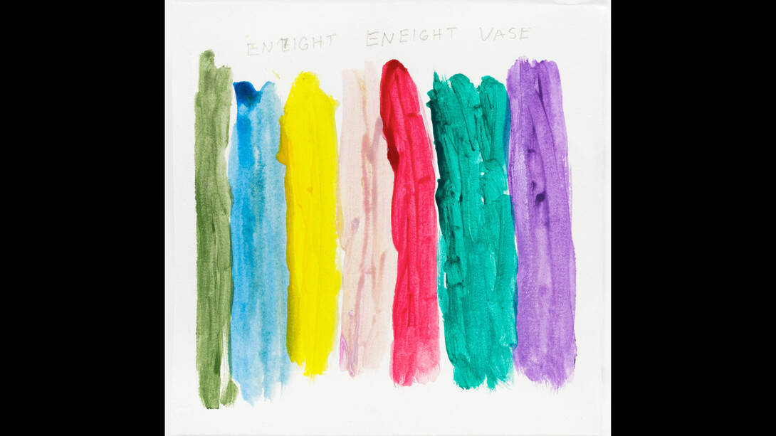 Untitled (Eneight Eneight Vase) by Valerie Byrd, 2023, watercolor and graphite on paper, 6x6 inches. Courtesy of the artist and Creativity Explored