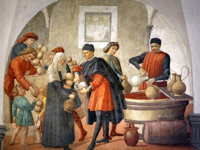 Allievo del Ghirlandaio, Dar da bere agli assetati, Compagnia dei Buonuomini 