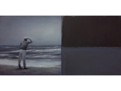 Adam Straus, Monument to looking at Gray areas, 2014
oil on canvas, dyptich, 12 x 24 x 12 in. 30.5 x 61 x 30.5 cm