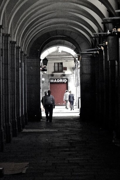 Pórticos en plaza Mayor, Madrid