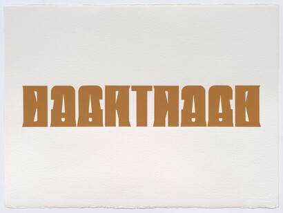 Kay Rosen, Backtrack, 2013, Acrylic gouache on watercolor paper, 22.5 x 30.25 inches, 57.2 x 76.8 cm © Kay Rosen. Courtesy of Sikkema Jenkins & Co., New York