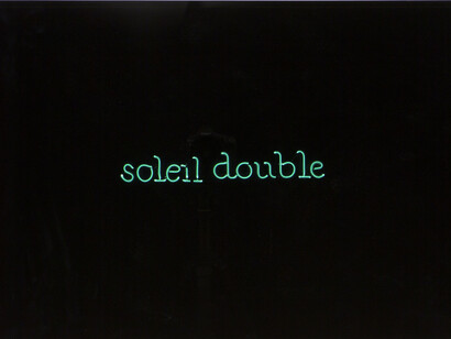 Laurent Grasso, "Soleil Double" 2014, Neon, black transparent altuglas, 50 x 80 x 42 cm / 19 3/4 x 31 1/2 x 16 1/2 inches, photo : Claire Dorn, © ADAGP, Paris, 2014, Courtesy Galerie Perrotin