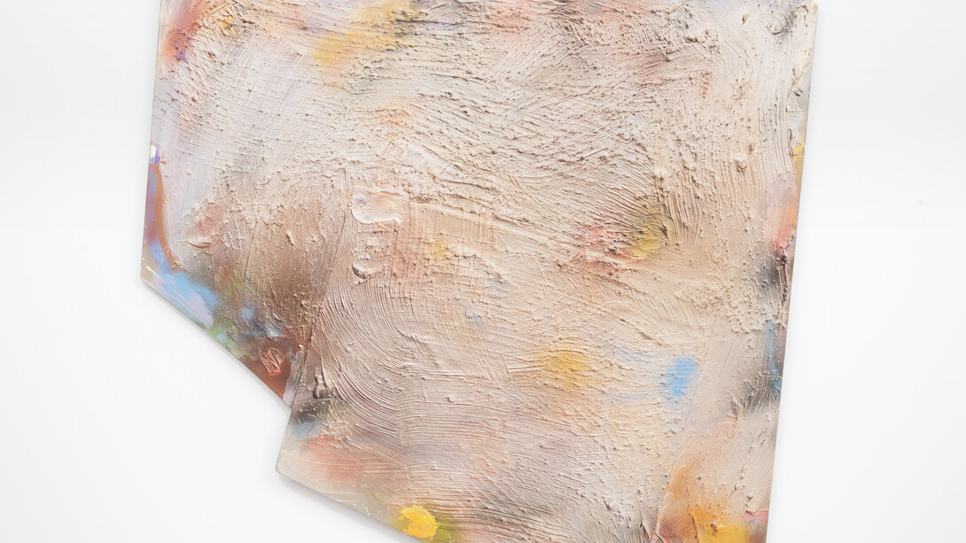 Jules Olitski, "OG Challenge- Two," 1986. Water based acrylic and oil based enamel on plexiglas. 47 x 49 inches; 119.4 x 124.5 cm. © Estate of Jules Olitski/Licensed by VAGA, New York, NY