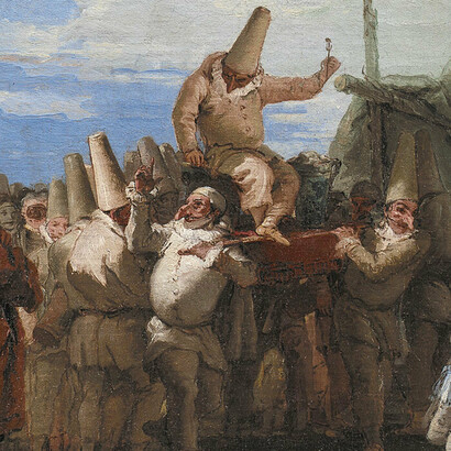 Giandomenico Tiepolo, Il trionfo di Pulcinella (1696-1770), particolare, Statens Museum for Kunst, Copenaghen

