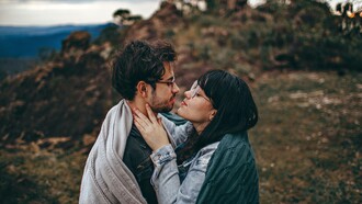 A couple gazing at each other intimately 