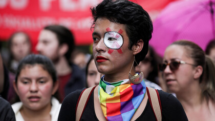 Manifestantes durante el histórico paro nacional del pasado jueves 21 