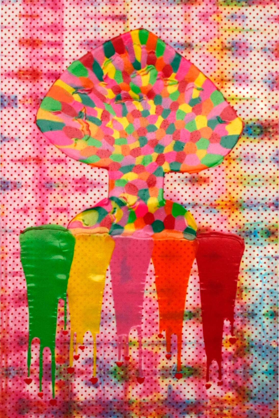 Shinya Sakurai, Atomic Heart, 2013,  tecnica mista su tela, 150 x 100 cm 