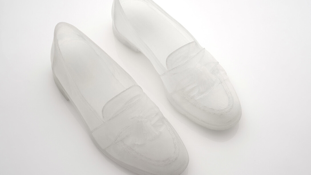 Eloise Hawser, Medivance, 2013, My fathers shoes cast in polyprolene from Velopex developer bottles © the artist
