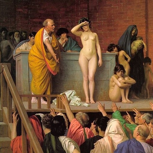 Jean-Léon Gérôme, Il mercato degli schiavi nell'antica Roma, 1884. Hermitage, San Pietroburgo, Russia