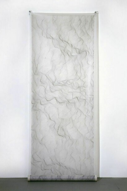 Dadamaino, Sein und Zeit, 1996, Mordente su poliestere, 200 x 122 cm, Courtesy A arte Invernizzi, Milano