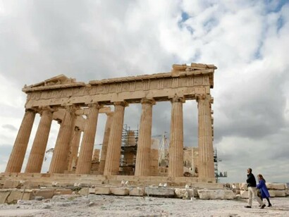 Former president Barack Obama visiting Acropolis, Athens, Greece