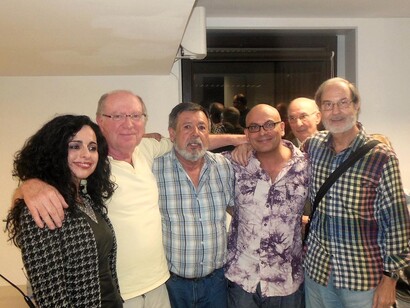 De izquierda a derecha, Dolors Fernández, presidenta de El Laberinto de Ariadna y escritora, Felipe Sérvulo, Julio Gálvez, Guillem Vallejo, Antonio Machín y Josep Anton Soldevila, escritores