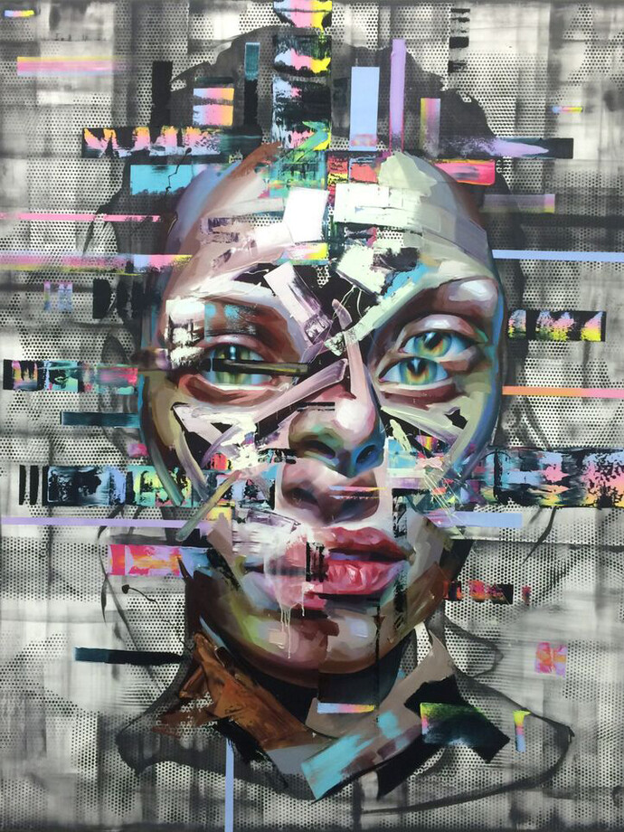 Justin Bower, “Cleanliness,” Oil on canvas 7 x 6’ 2015