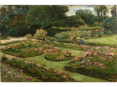 Max Liebermann, Die Blumenterrasse im Wannseegarten, 1915, Oil on canvas, 60 x 89.5 cm, Die Lübecker Museen, Museum Benhaus Drägerhaus, Photo © Die Lübecker Museen, Museum Behnhaus Drägerhaus