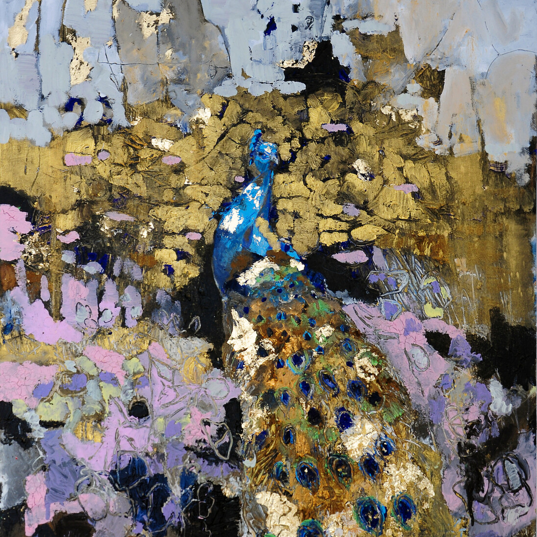 Pavone, 110x140 cm, mixed media on canvas, 2016. Courtesy of Maddox Gallery