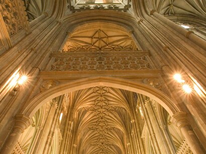 A view of the architecture from the Canterbury Cathedral in Canterbury, UK